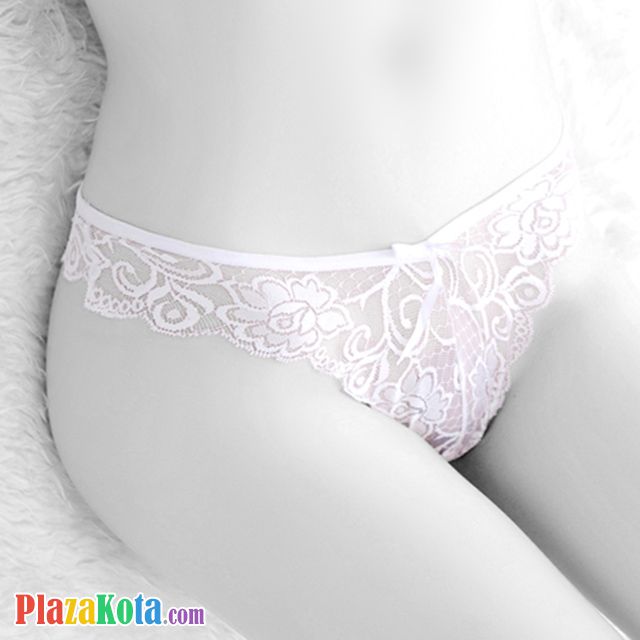 P424 - Celana Dalam Panties Hipster Putih Transparan Pita Depan - Photo 1