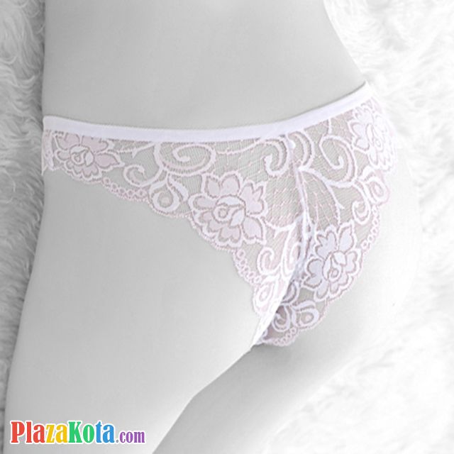 P424 - Celana Dalam Panties Hipster Putih Transparan, Pita Depan - Photo 2