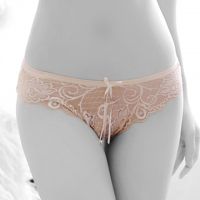 P427 - Celana Dalam Panties Hipster Krem Transparan, Pita Depan