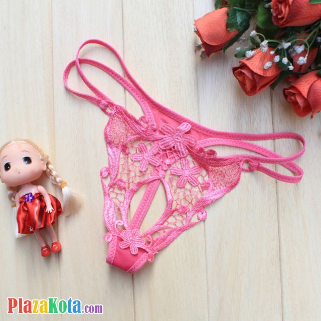 GS244 - Celana Dalam G-String Wanita Magenta Transparan, Tali Dobel - Photo 1