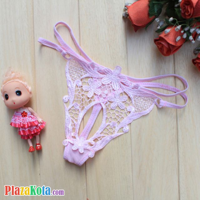 GS245 - Celana Dalam G-String Wanita Pink Transparan Tali Dobel - Photo 1