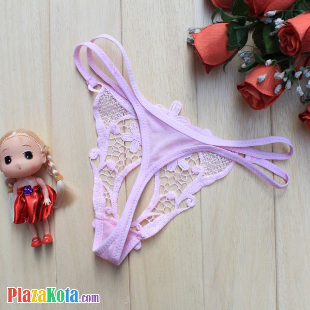 GS245 - Celana Dalam G-String Wanita Pink Transparan Tali Dobel - Photo 2