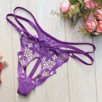 GS246 - Celana Dalam G-String Wanita Ungu Transparan, Tali Dobel