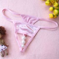 GS251 - Celana Dalam G-String Mutiara Crotchless Pink