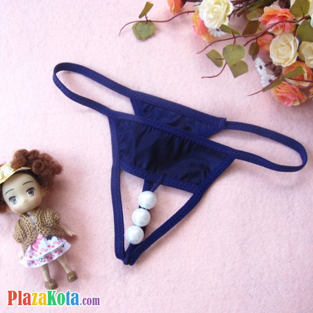 GS252 - Celana Dalam G-String Mutiara Crotchless Ungu - Photo 1