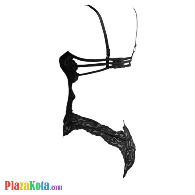 L1040 - Lingerie Teddy Hitam Transparan, Bra Kawat, Pengait 3 Baris - Photo 2