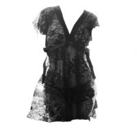 L1044 - Baju Tidur Lingerie Babydoll Mini Dress Hitam Transparan Tali Ikat Samping