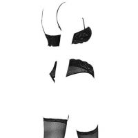 B294 - Bikini Bra Set Hitam Transparan, Bra Kawat, Crotchless, Garter, Stocking Fishnet - Thumbnail 2