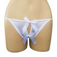 GS256 - Celana Dalam G-String Wanita Putih Crotchless Pita Dobel - Thumbnail 1