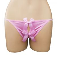 GS257 - Celana Dalam G-String Wanita Pink, Crotchless, Pita Dobel