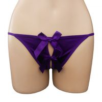 GS258 - Celana Dalam G-String Wanita Ungu, Crotchless, Pita Dobel