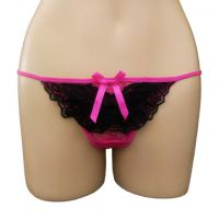 GS261 - Celana Dalam G-String Wanita Magenta Transparan Renda Hitam