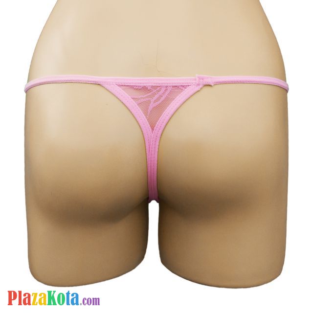 GS263 - Celana Dalam G-String Wanita Pink Transparan Renda Hitam - Photo 2