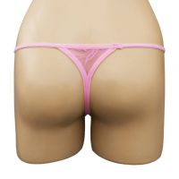 GS263 - Celana Dalam G-String Wanita Pink Transparan Renda Hitam - 2