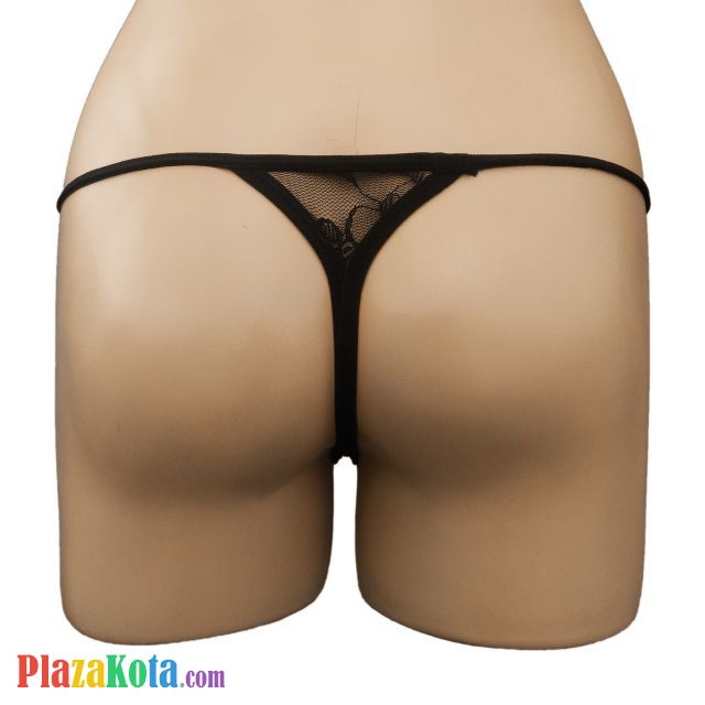 GS266 - Celana Dalam G-String Wanita Hitam Transparan Renda Pink - Photo 2