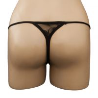 GS266 - Celana Dalam G-String Wanita Hitam Transparan Renda Pink - Thumbnail 2