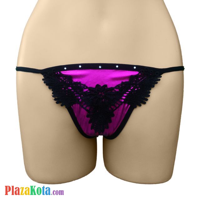 GS267 - Celana Dalam G-String Wanita Magenta Brokat Bunga - Photo 1