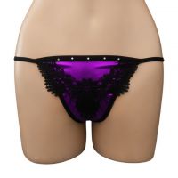 GS268 - Celana Dalam G-String Wanita Ungu, Brokat Bunga