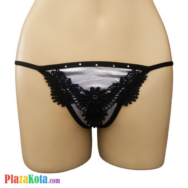 GS271 - Celana Dalam G-String Wanita Perak Brokat Bunga - Photo 1