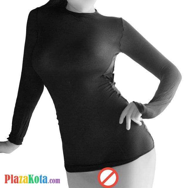 BS185 - Bodystocking Half Body Hitam Transparan Lengan Panjang - Photo 1