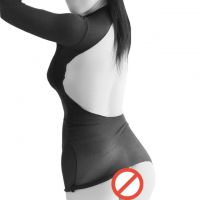 BS185 - Bodystocking Half Body Hitam Transparan Lengan Panjang - Thumbnail 2