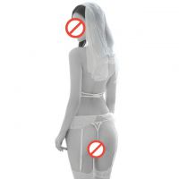 B297 - Bra Set Costume Cosplay Bridal Pengantin Halter Putih Transparan Bando Tudung Garter Belt Stocking - Thumbnail 2