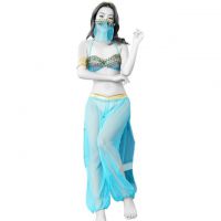 B299 - Bikini Costume Arabian Dancer Halterneck Sian Transparan, Bando Karet, Cadar Wajah, Wristband