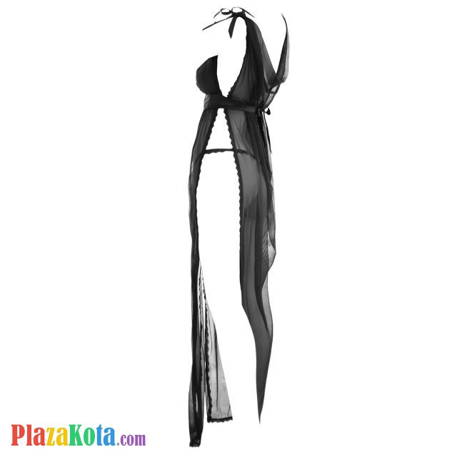 L1055 - Baju Tidur Lingerie Long Gown Maxi Dress Hitam Transparan Pengait 3 Baris - Photo 2