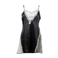 L1057 - Lingerie Nightgown Hitam, Samping Putih Transparan
