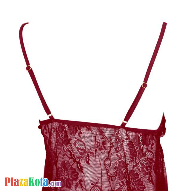 L1071 - Lingerie Nightgown Merah Transparan, Tali Pita Ikat Depan - Photo 2