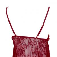 L1071 - Lingerie Nightgown Merah Transparan, Tali Pita Ikat Depan - Thumbnail 2