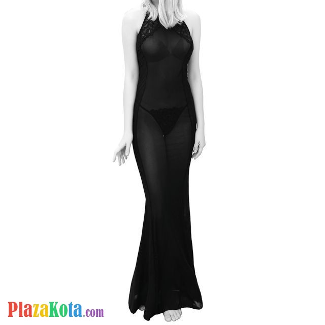 L1076 - Baju Tidur Dinas Malam Wanita Lingerie Long Dress Gaun Panjang Seksi Halter Hitam Transparan Ketat - Photo 1 L1076 - Baju Tidur Dinas Malam Wanita Lingerie Long Dress Gaun Panjang Seksi Halter Hitam Transparan Ketat - Photo 1