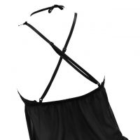 L1079 - Baju Tidur Lingerie Long Gown Gaun Panjang Maxi Dress Tali Silang Hitam Transparan - 2