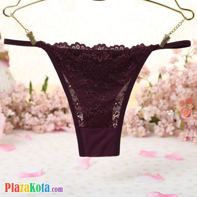 P429 - Celana Dalam Panties Thong Ungu Depan Transparan - Photo 1