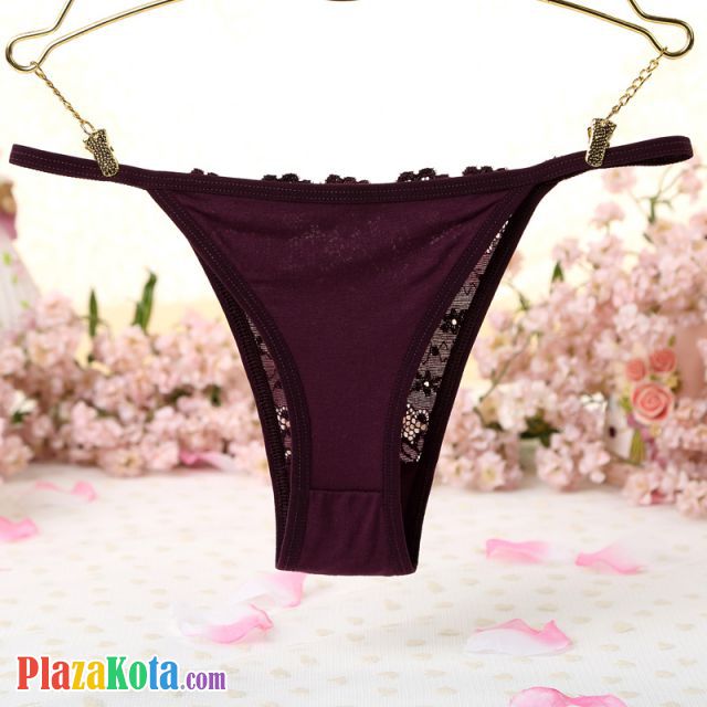 P429 - Celana Dalam Panties Thong Ungu Depan Transparan - Photo 2