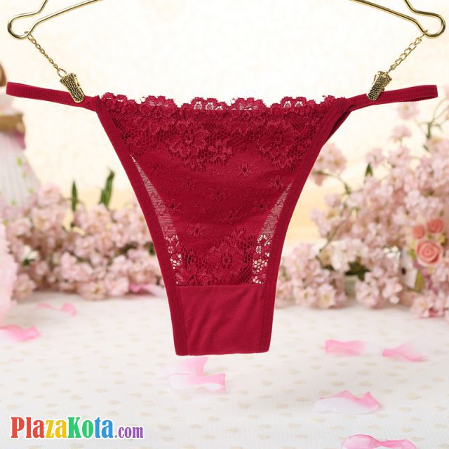 P431 - Celana Dalam Panties Thong Merah Depan Transparan - Photo 1