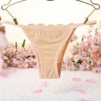 P432 - Celana Dalam Panties Thong Krem Depan Transparan - 2