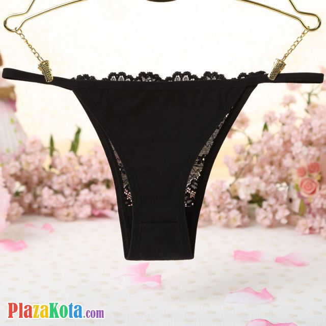 P433 - Celana Dalam Panties Thong Hitam Depan Transparan - Photo 2