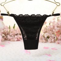 P433 - Celana Dalam Panties Thong Hitam Depan Transparan