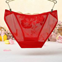 P437 - Celana Dalam Panties Hipster Merah Transparan Bordir Bunga - Thumbnail 2