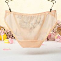 P438 - Celana Dalam Panties Hipster Krem Transparan, Bordir Bunga - Thumbnail 2