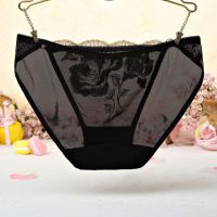 P439 - Celana Dalam Panties Hipster Hitam Transparan Bordir Bunga - Thumbnail 2