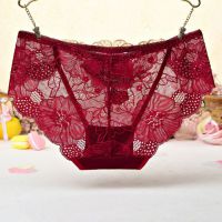 P441 - Celana Dalam Panties Hipster Marun Transparan Bordir Bunga - Thumbnail 2