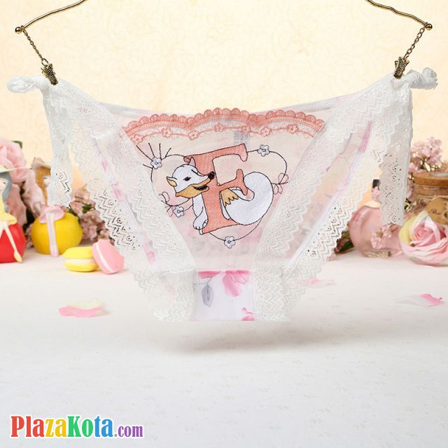 P454 - Celana Dalam Panties Thong Putih Transparan Fox Musang Ikat Samping - Photo 1