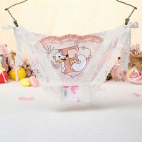 P454 - Celana Dalam Panties Thong Putih Transparan Fox Musang Ikat Samping