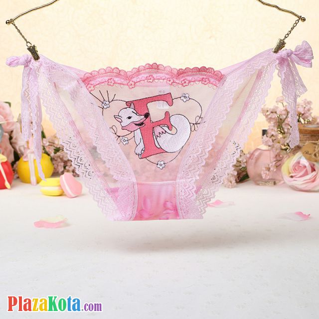 P455 - Celana Dalam Panties Thong Pink Transparan Fox Musang Ikat Samping - Photo 1