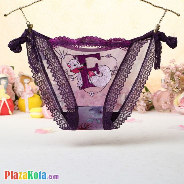 P456 - Celana Dalam Panties Thong Ungu Transparan Fox Musang Ikat Samping - Photo 1