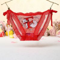 P457 - Celana Dalam Panties Thong Merah Transparan, Fox Musang, Ikat Samping