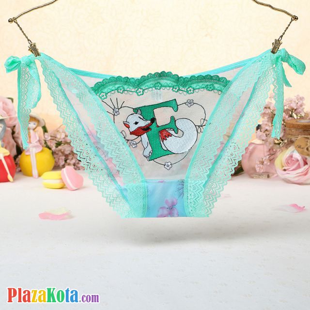 P458 - Celana Dalam Panties Thong Hijau Transparan Fox Musang Ikat Samping - Photo 1