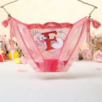 P459 - Celana Dalam Panties Thong Peach Transparan Fox Musang Ikat Samping